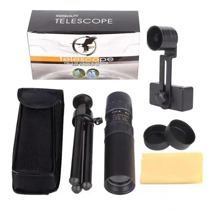Monoculaire zoom continu 10-300x40 métal pour téléphone - Télescope HD chasse tourisme ajustable