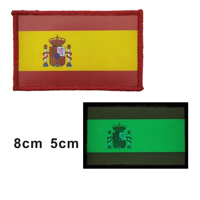 Patch lumineux à crochet et boucle militaire tactique imprimé HD, drapeau lumineux de russie, espagn