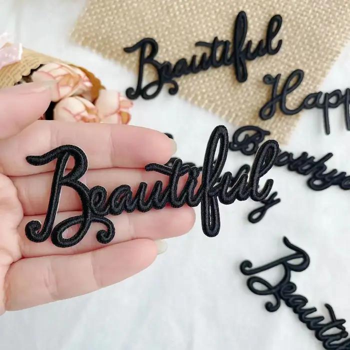 Patchs brodés autocollants avec lettres anglaises pour vêtements
