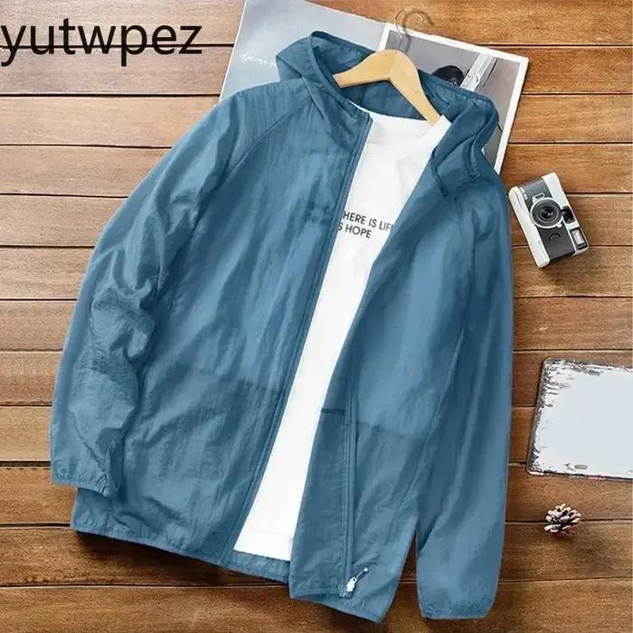 Veste de randonnée d'été pour hommes, protection solaire, à capuche, décontractée, ample, anti-UV, respirante, séchage rapide, pour le cyclisme