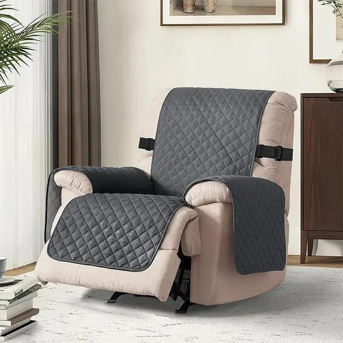 Housse de canapé inclinable 1 place matelassée antidérapante pour salon et bureau protection animaux de compagnie et enfants motifs géométriques polyester machine lavable