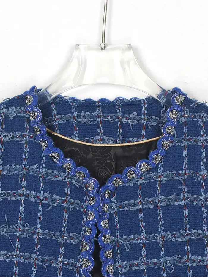 2025 à la mode et élégant col rond léger luxe socialite haut de gamme tempérament design sens tweed décontracté polyvale