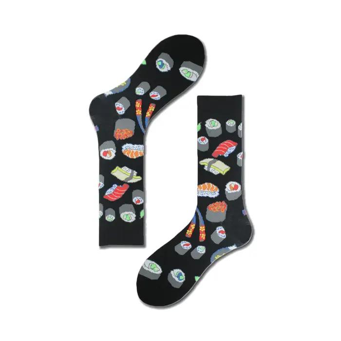 Chaussettes crew imprimées cuisine japonaise sushi - Originales et confortables pour amateurs de gastronomie