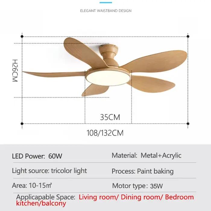 52 pouces moderne LED 60W plancher bas moteur à courant continu 35W ventilateurs de plafond avec tél
