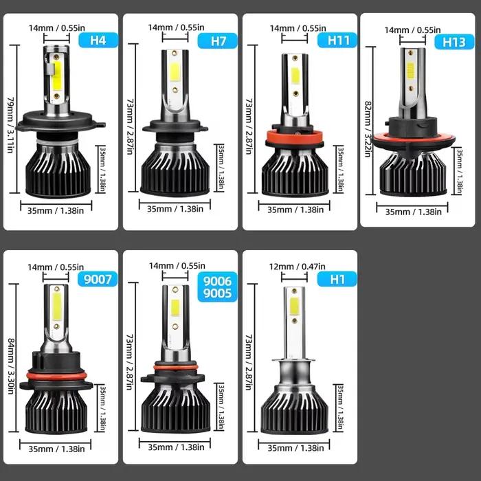 Ampoule de phare LED Radsun Mini H4 H7 12000LM 6000K pour voitures universelles installation facile sécurité visibilité nocturne