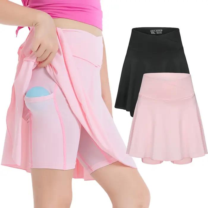 Jupe-Short Sportive pour Tennis avec Poches Latérales et Taille Haute – Tenue Active pour Filles, En
