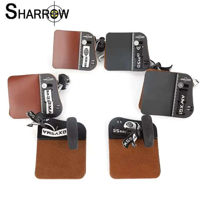 Protège-doigts pour tir à l'arc main gauche/droite en cuir de vachette avec plaque en alliage réglable pour protection des doigts occasions spéciales cadeau pour archer