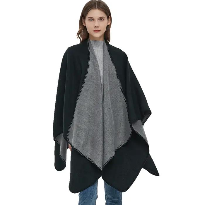 Châle fendu Double face en Imitation cachemire