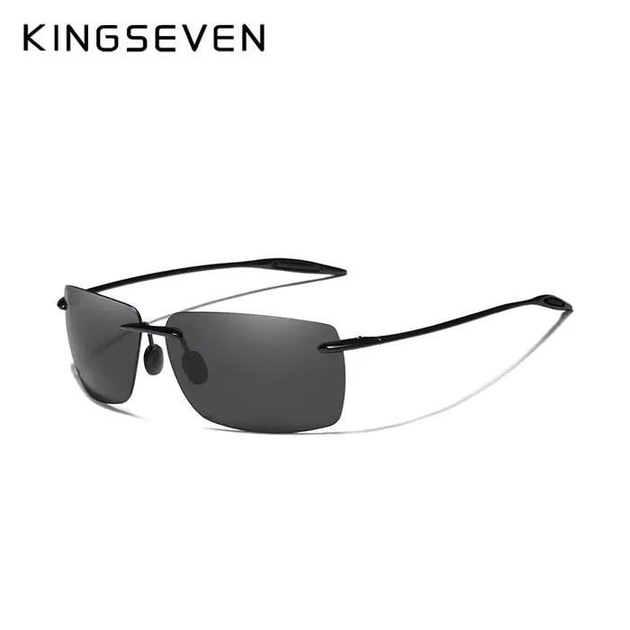 KINGSEVEN marque lunettes de soleil polarisées hommes mode lentille sans monture conduite