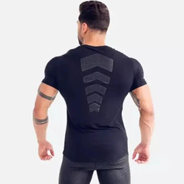 Compression séchage rapide T-shirt hommes course Sport maigre T-shirt court homme Gym Fitness muscul