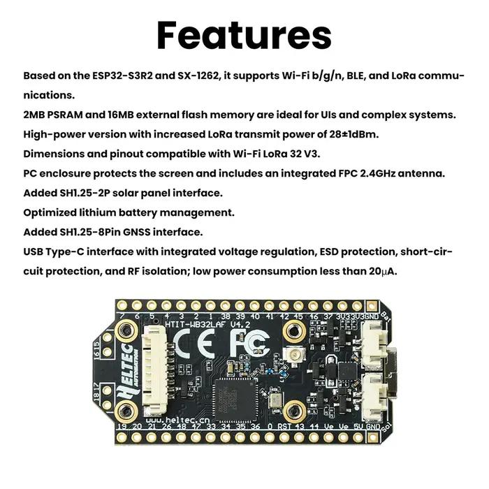 Carte de développement IoT LoRa 32 V4 ESP32 pour Meshtastic WiFi Bluetooth multifonctionnelle avec écran OLED 0,96 pouce – Carte de démonstration