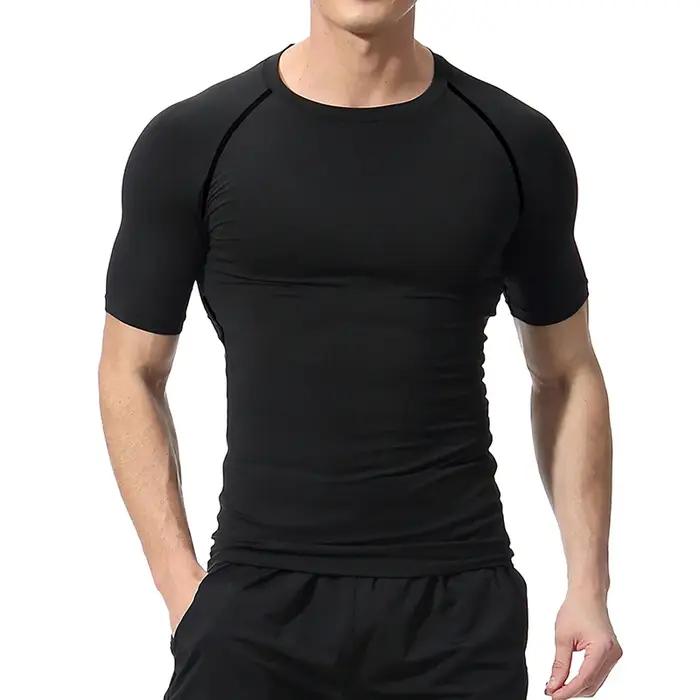 Chemises de Compression graphiques élégantes pour hommes, t-shirts athlétiques à séchage rapide, cou