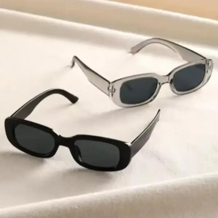Lunettes de soleil petites montures rectangulaires couleurs bonbon Y2K - 2/3 paires vintage UV400 unisexe