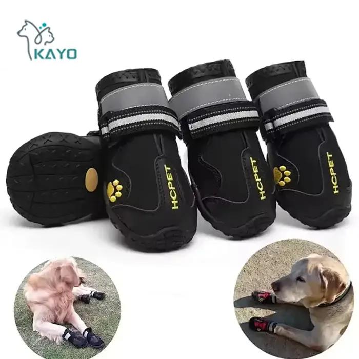 Bottes de pluie coordonnantes imperméables pour chien, chaussures de coulée de neige chaudes, entraînement sportif pour petits et grands animaux de compagnie, protection des pieds, 4 pièces