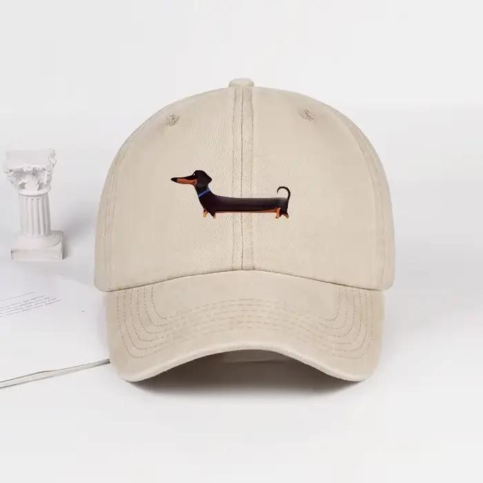 Casquette de baseball lavée à imprimé teckel style rétro adorable sur le thème des chiens idéale pour les promenades en plein air et les rassemblements d'animaux cadeau idéal