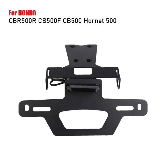 Support de plaque d'immatriculation en aluminium T6 6061 pour Honda CBR500R CB500F Hornet 500 CB 500F CBR 400R avec éclairage LED élégant et moderne pour motards passionnés