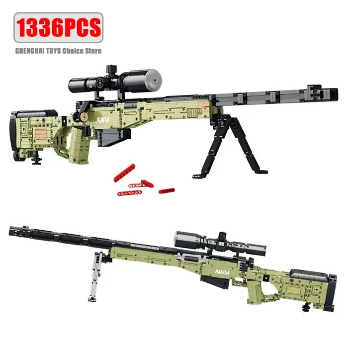 Blocs de construction militaires AWM 1336 pièces construction de fusils de sniper jouets de bricolage pour garçons et adultes occasions spéciales