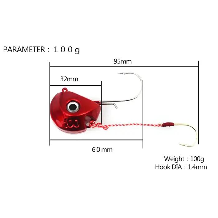 Nouveau gros gabarits leurres 40g 60g 80g 100g tête en métal gabarits crochets de pêche avec crochet