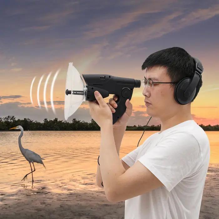 Disque d'écoute oiseaux 8x avec casque 200m - Enregistreur son pour observation chasse enfants éducatif