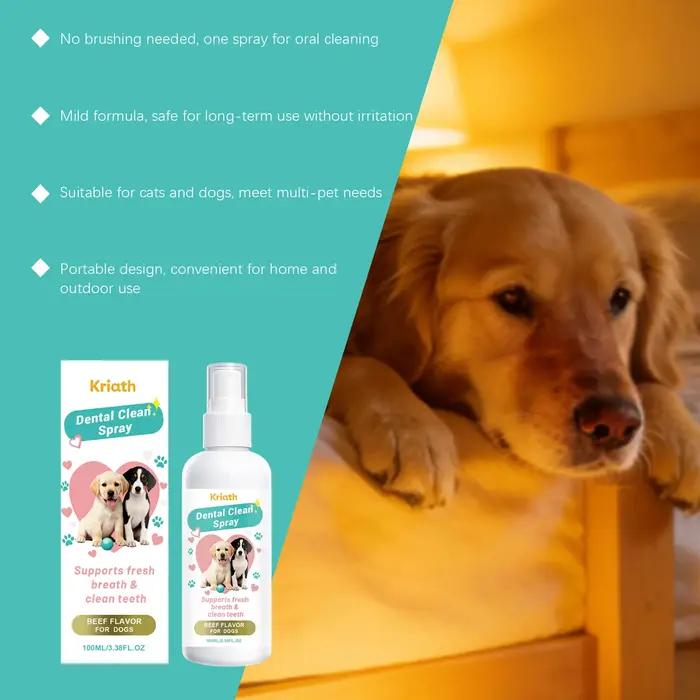 Spray buccal pour animaux de compagnie pour soulager la mauvaise haleine et nettoyer les dents des chiens