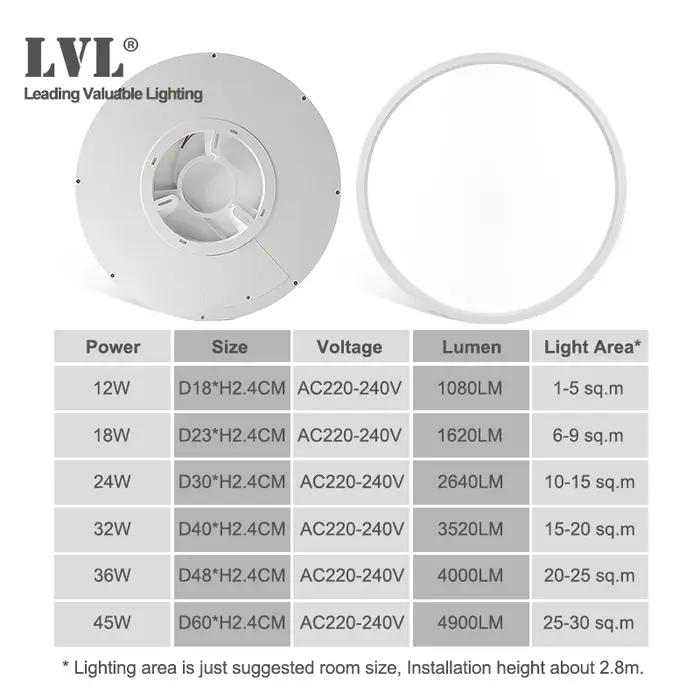 Plafond moderne à LEDs lumière Grain de bois doré une lumière avec 3 couleurs éclairage à la maison