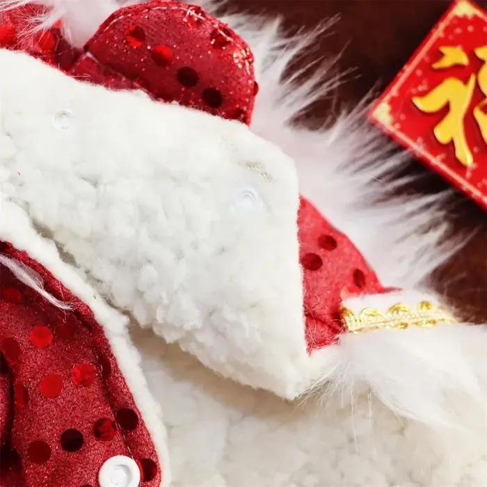 Costume de danse du lion pour chien et chat, vêtements d'hiver en laine de mouton et coton polyester, pour fêtes et promenades quotidiennes