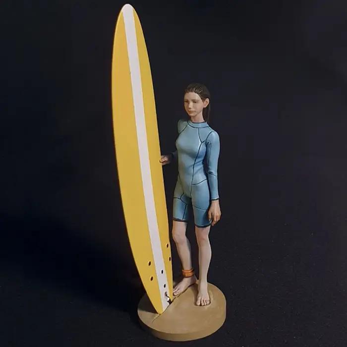 Figurine modèle en résine, surfeur 1/20, fille, kit non assemblé et non peint