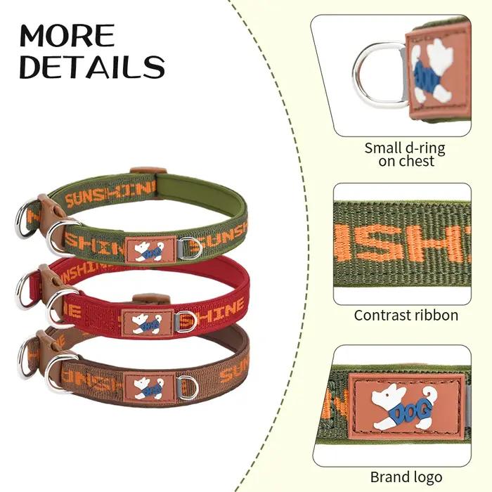 CP570--Collier réglable pour chien de compagnie, deux anneaux en D en métal et boucle durable, imprimés colorés, adapté aux chiens de grande, moyens et de petite taille.