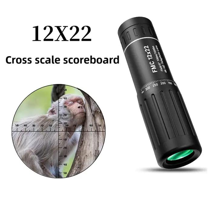 Télescope monocular mini portable 12x22 HD avec support téléphone - observation mobile chasse birdwatching
