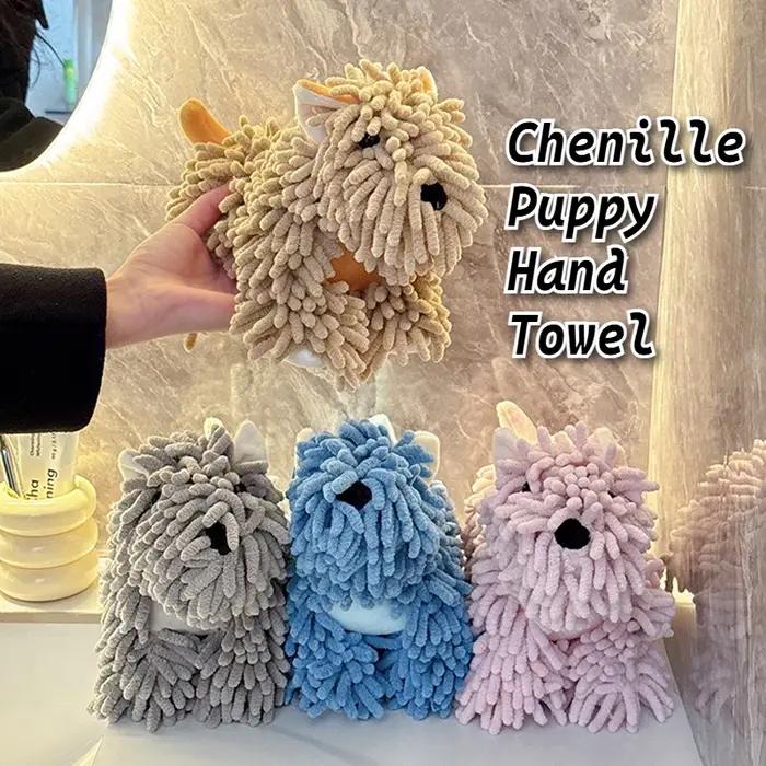Serviette en chenille motif chiot douce et absorbante pour cuisine et salle de bain décoration mignonne pour la maison occasions spéciales à offrir