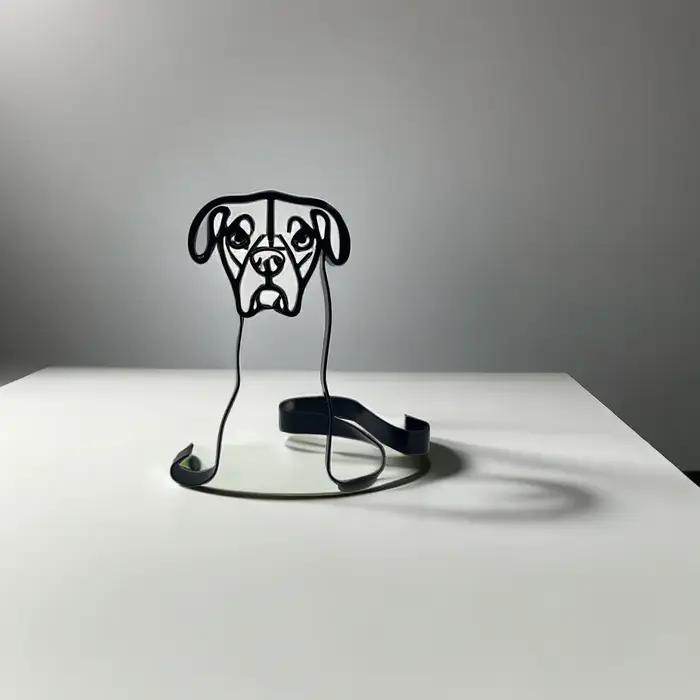 Sculpture d'art de chien en métal, décoration murale abstraite, art minimaliste pour bureau ou maison, figurine en fer, mignon Mi, occasion spéciale