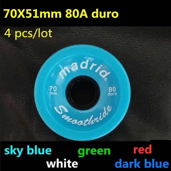 4 pièces 70mm 51mm 80 dur Longboard roue pour 70mm Skateboard pneu 80A Durable élastique PU Ruedas p