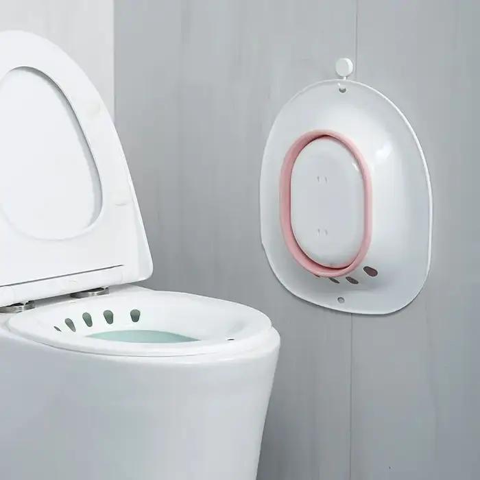 Bain de siège unisexe pour toilettes, baignoire de trempage pour soins post-partum, utilisation à domicile, portable pour un rangement facile