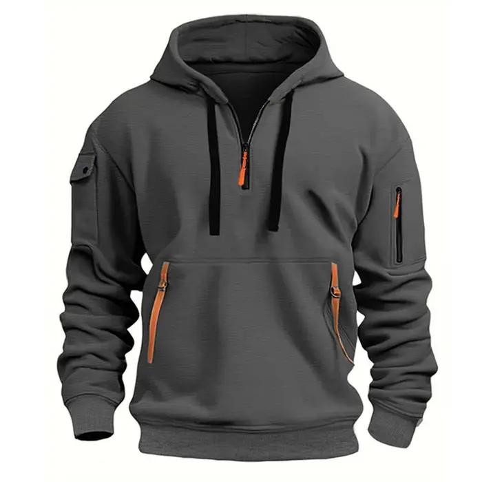 Sweat à capuche zippé multi-poches décontracté pour homme/femme, grande taille, coupe ample, pull te
