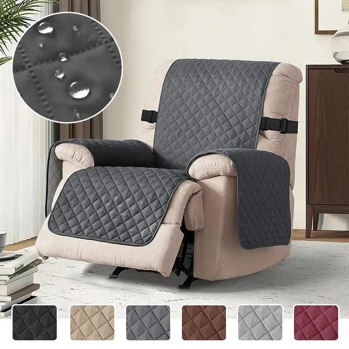 Housse de canapé inclinable 1 place matelassée antidérapante pour salon et bureau protection animaux de compagnie et enfants motifs géométriques polyester machine lavable