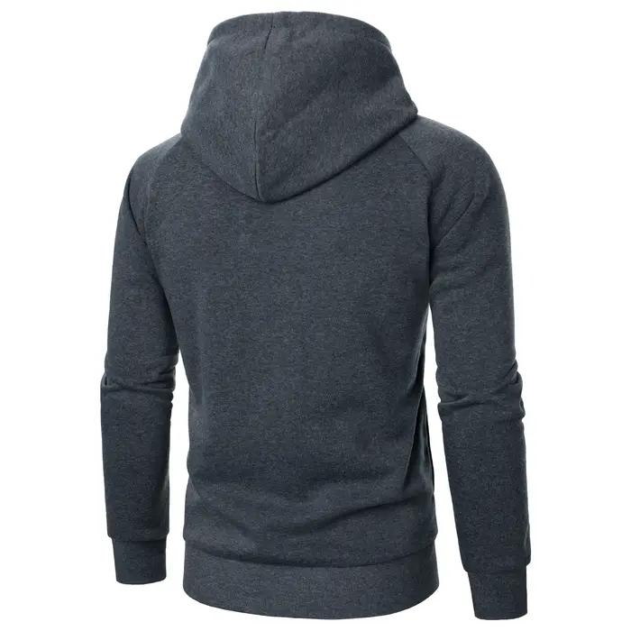 Haut à capuche de couleur unie pour hommes, manches longues, fermeture éclair latérale, automne et h
