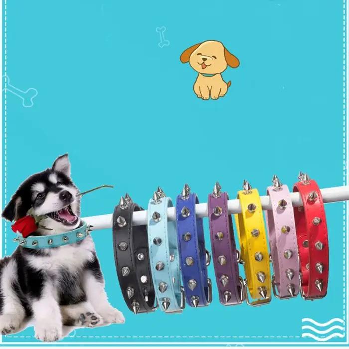 Collier en cuir coloré et réglable pour chat et chien