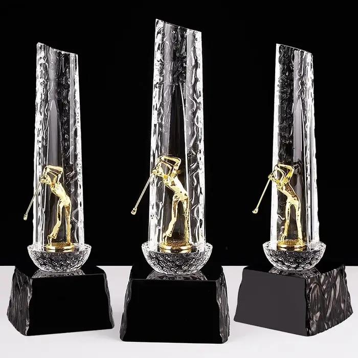 Sculpture de trophée de golf en métal cristal