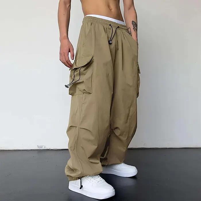 Pantalon cargo style américain casual streetwear cordon travail tendance ample polyvalent droit
