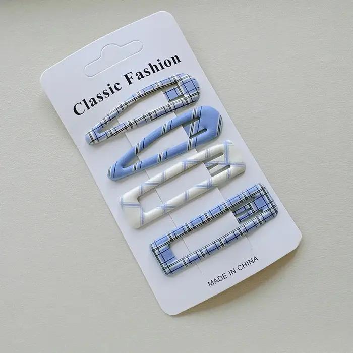 Épingles à cheveux BB à carreaux pour femmes, accessoires pour cheveux coréens, style fashion, clips latéraux polyvalents pour diverses occasions