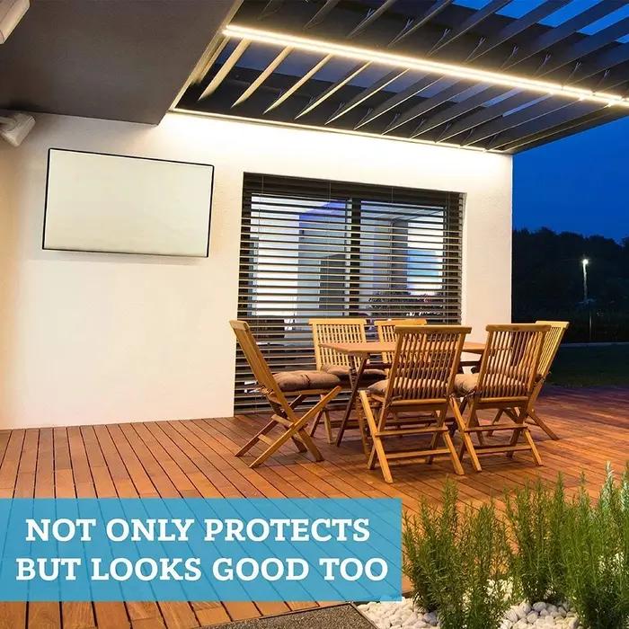 Housse de protection pour téléviseur extérieur imperméable de qualité supérieure blanc cassé, boîtier de télévision extérieur résistant aux intempéries