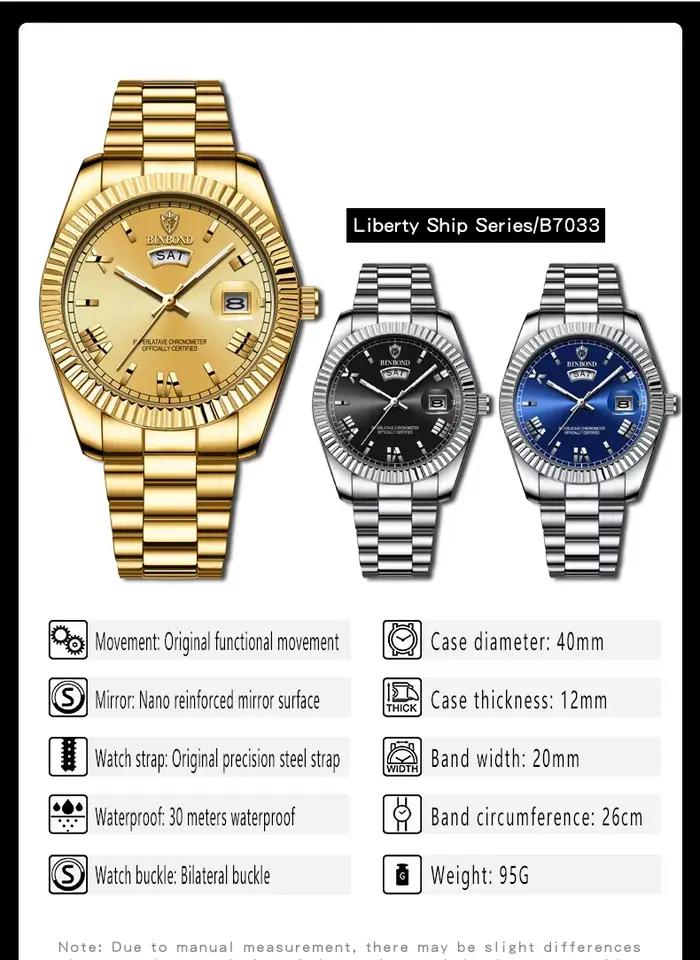 Montre homme BINBOND sport affaires - Montre quartz étanche lumineuse avec calendrier personnalisée