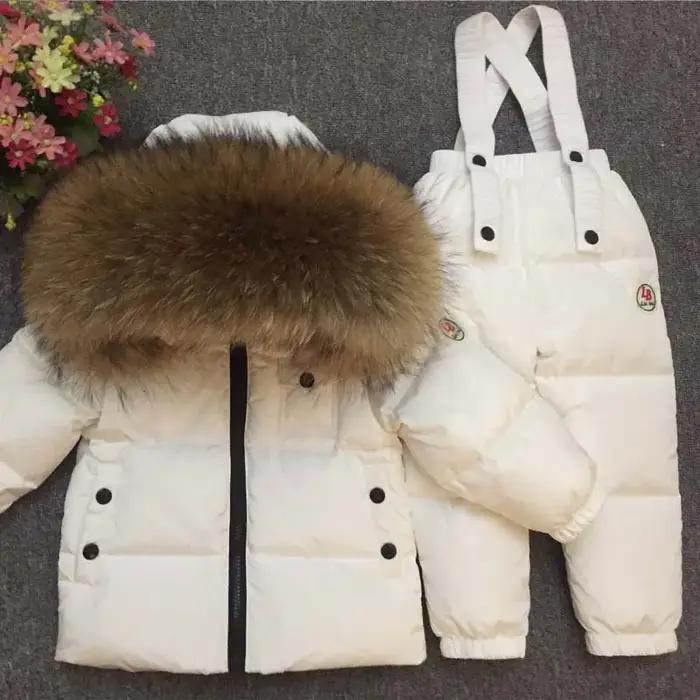 Costume d'hiver russe pour filles, costumes chauds d'hiver pour enfants, veste en duvet de canard +