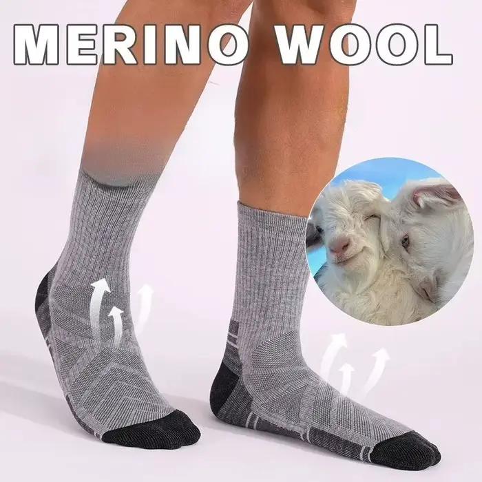 Chaussettes randonnée laine mérinos homme femme mi-mollet respirantes absorption amortissement vélo