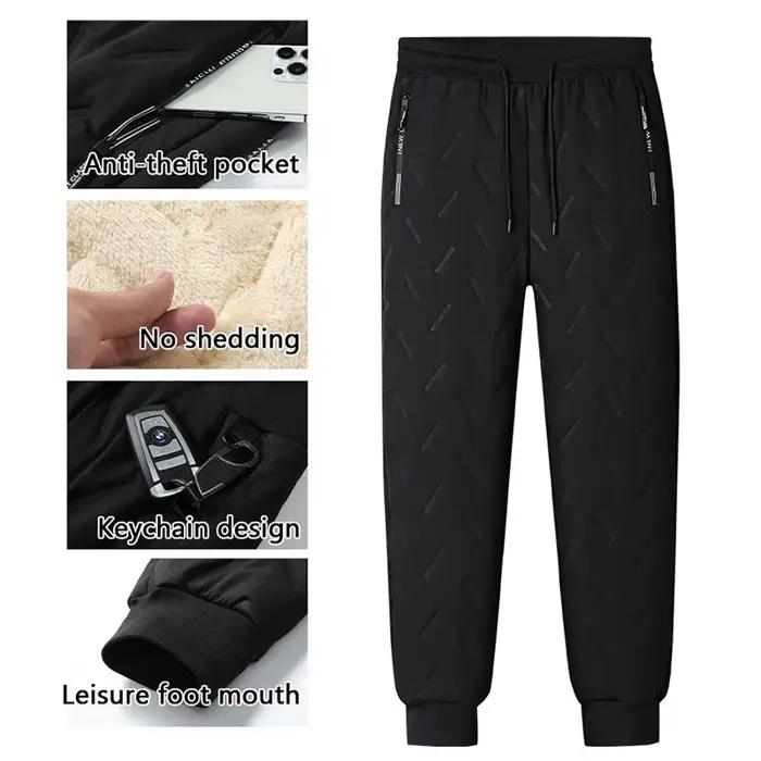 Pantalon d'hiver homme en cachemire polaire imperméable pour running et activités extérieures