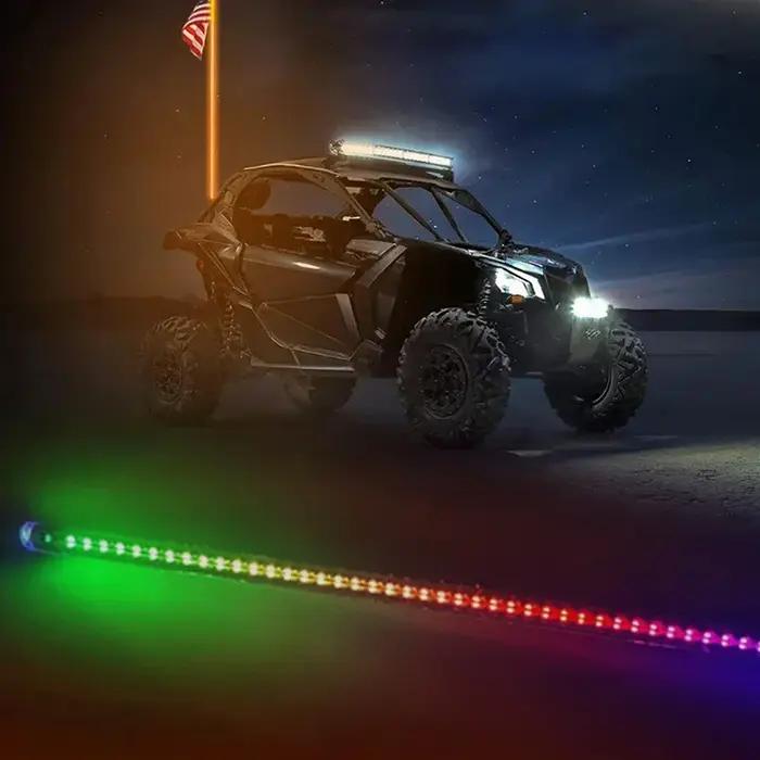 1 pièces RGB Led fouet lumière Led voiture lumière LED RGB étanche pliable télécommande APP contrôle