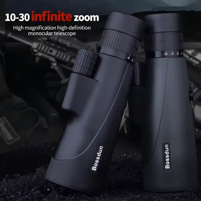 Télescope monocular 10-30x50 HD avec trépied et adaptateur téléphone - longue portée chasse observation