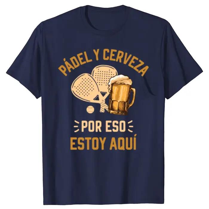 T-shirt Padel et Beer That's Why I'm Here pour homme, T-shirt de tennis, bière drôle, Économie décontractés vintage, vêtements d'été en coton