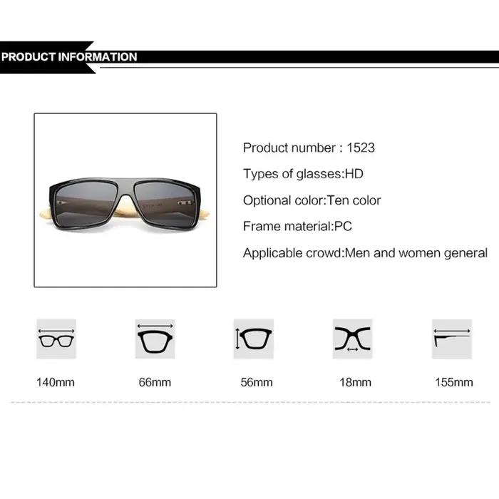 Lunettes de chasse en bambou rétro - Design mixte homme/femme - Verres miroir protection UV400 chasse