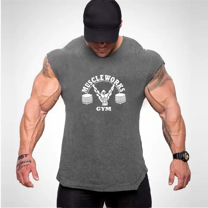Nouvelle marque d'été gilet coton vêtements de sport hommes débardeurs sans manches t-shirt équipeme